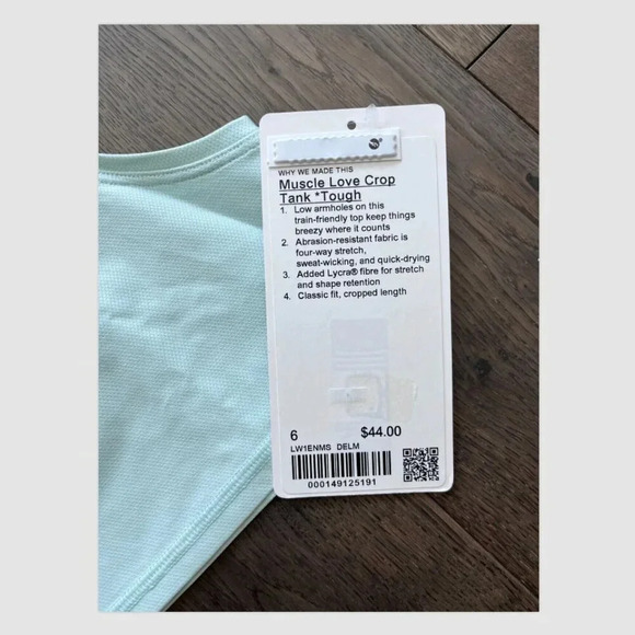 Lululemon New Muscle Love Crop Tank Tough Size 6 Mint Green Yoga Workout Top NWT - Picture 3 of 8